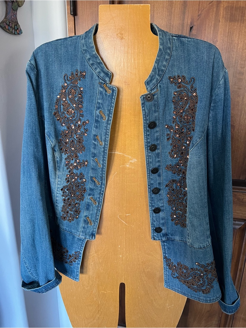 Coldwater Creek Western denim jacket sequined Coldwater Creek large petite